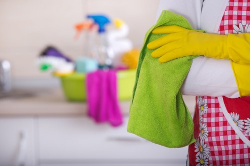 Carpet cleaning equipment stored neatly after use